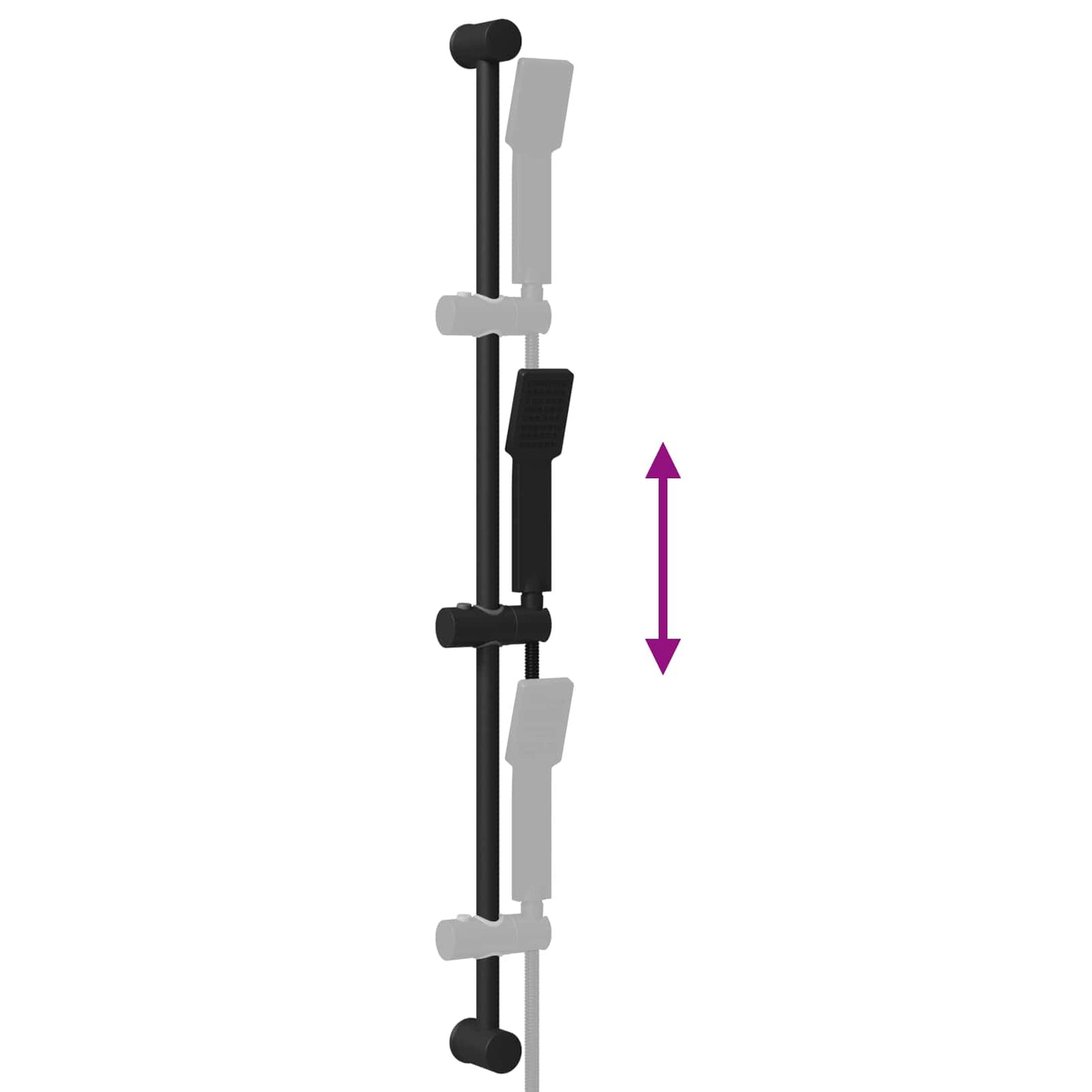 Duschsystem-Set Schwarz 100 cm Edelstahl
