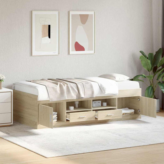 Bettgestell mit Stauraum Sonoma-Eiche 80 x 200 cm Holzwerkstoff