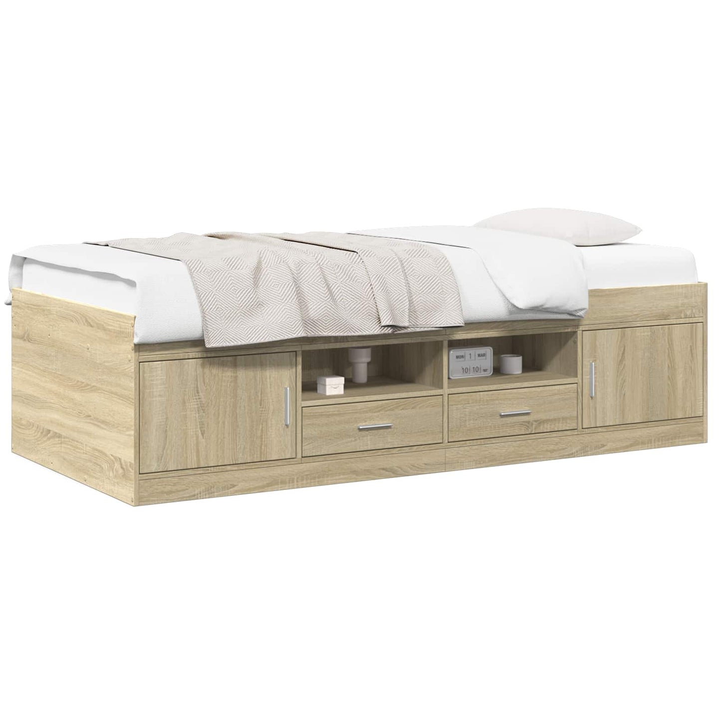 Bettgestell mit Stauraum Sonoma-Eiche 80 x 200 cm Holzwerkstoff