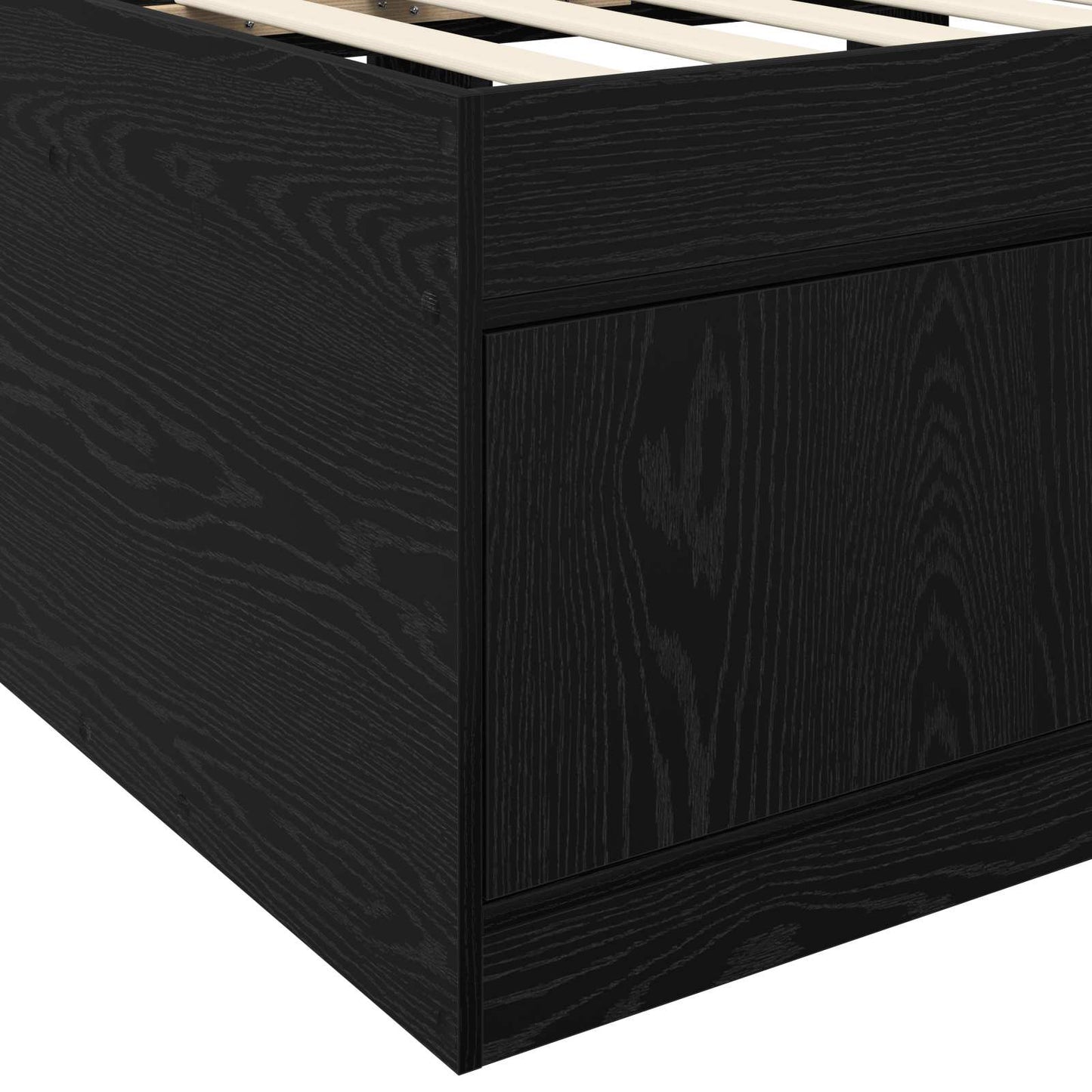 Bettgestell mit Stauraum mit Regal Schwarze Eiche 80 x 200 cm