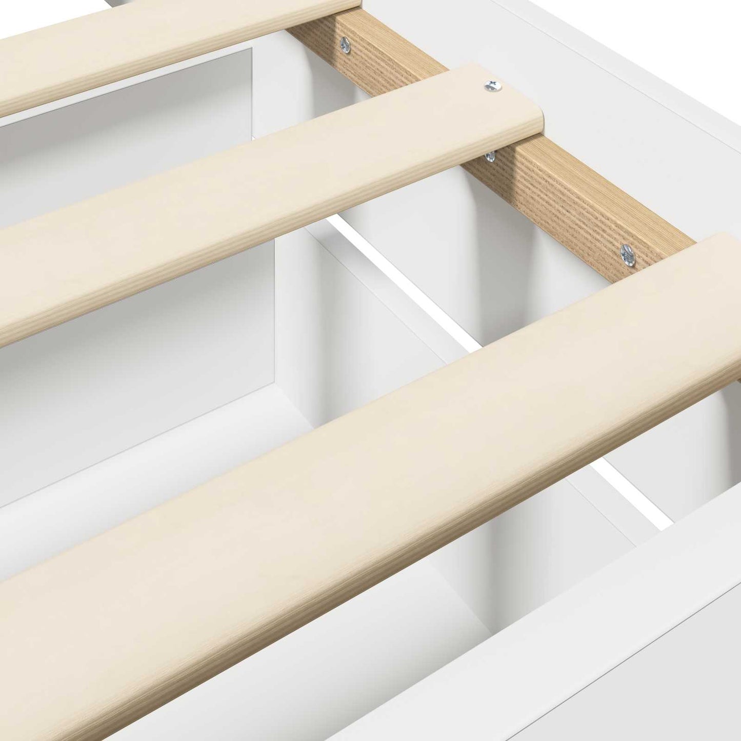 Bettrahmen mit Schubladen mit Kopfteil Weiß Holzwerkstoff