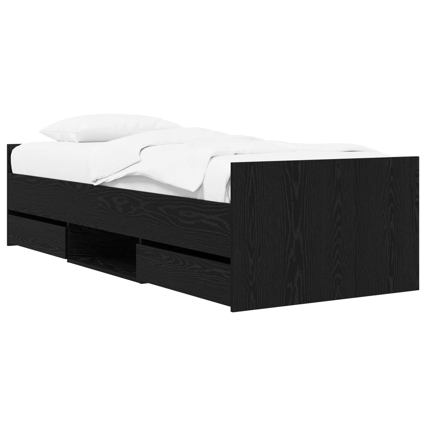Bettrahmen mit Schubladen Schwarze Eiche Holzwerkstoff