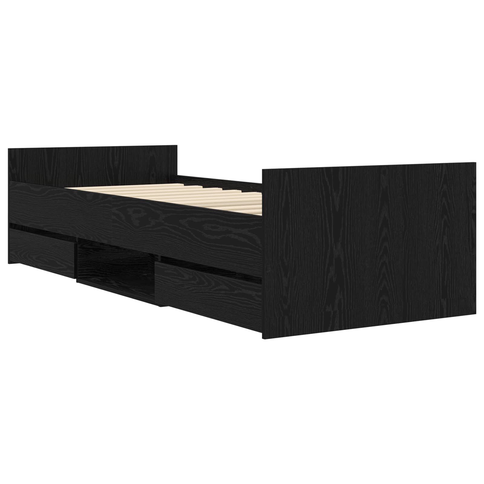 Bettrahmen mit Schubladen Schwarze Eiche Holzwerkstoff