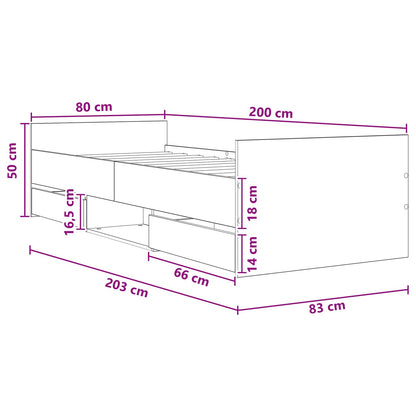 Bettrahmen mit Schubladen Schwarze Eiche Holzwerkstoff