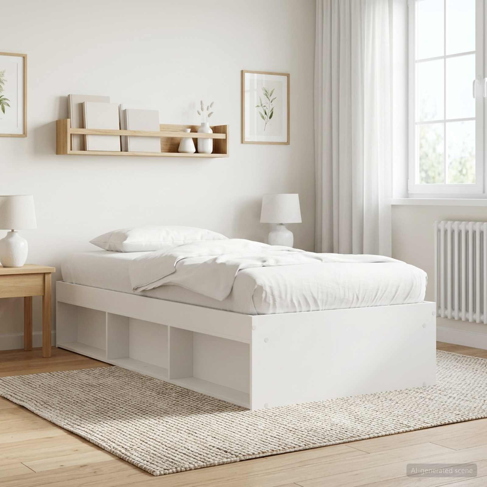 Bettgestell mit Stauraum Weiß 80 x 200 cm Holzwerkstoff