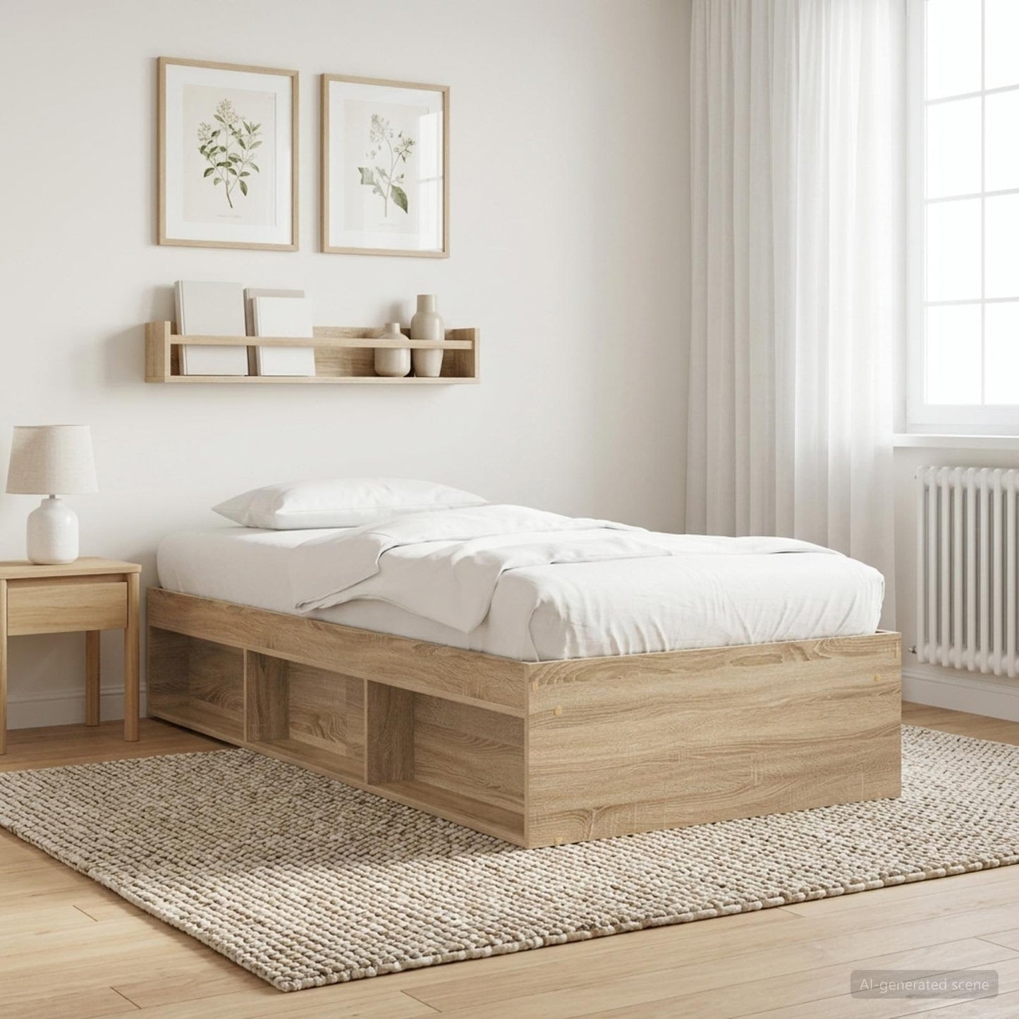 Bettgestell mit Stauraum Sonoma-Eiche 80 x 200 cm Holzwerkstoff