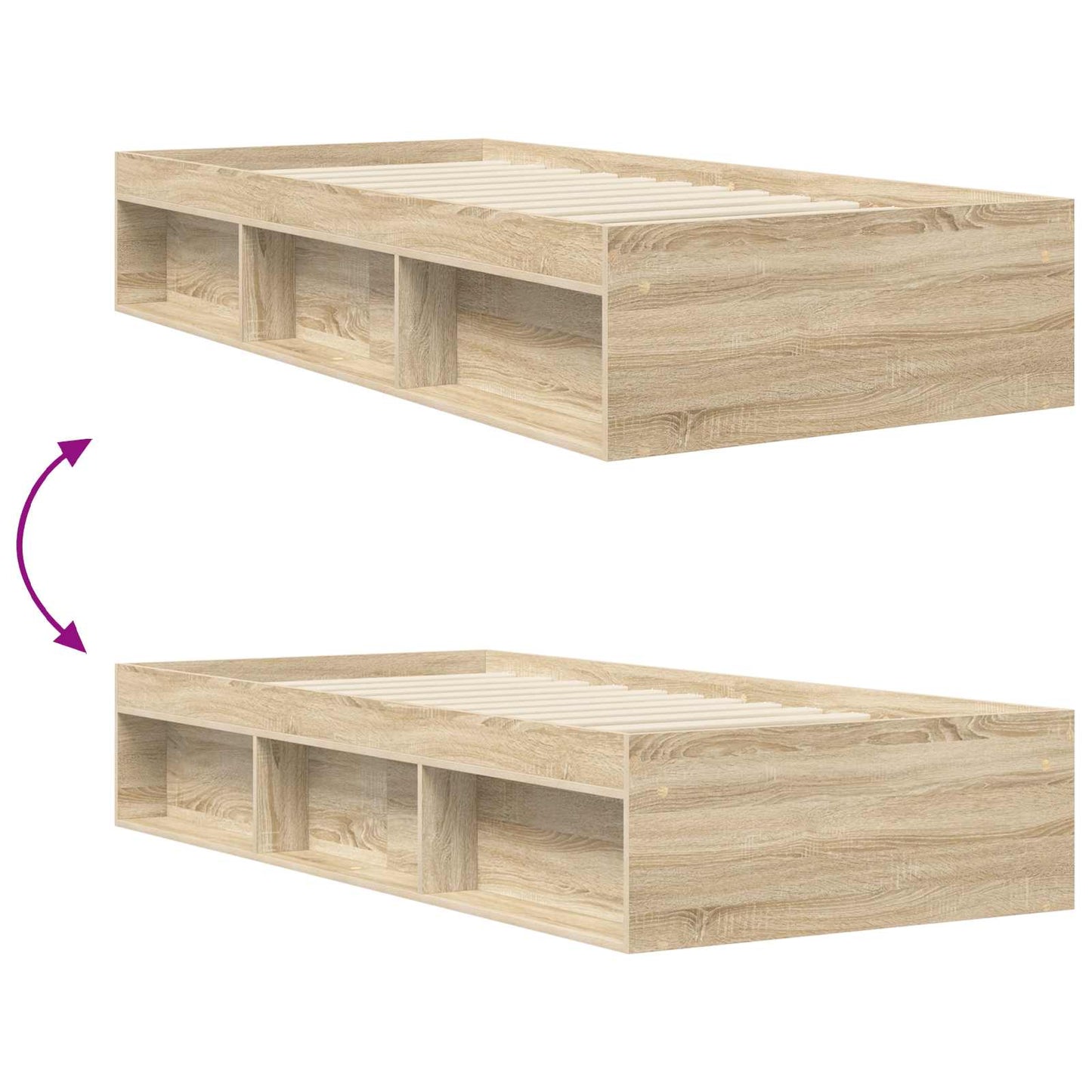 Bettgestell mit Stauraum Sonoma-Eiche 80 x 200 cm Holzwerkstoff