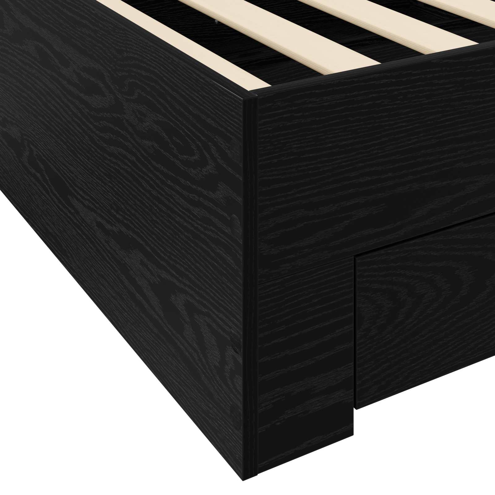 Bettrahmen mit Schubladen Schwarze Eiche Holzwerkstoff