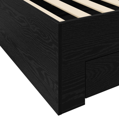 Bettrahmen mit Schubladen Schwarze Eiche Holzwerkstoff