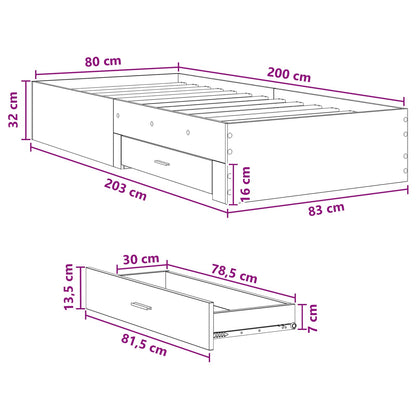 Bettrahmen mit Schubladen Schwarze Eiche Holzwerkstoff