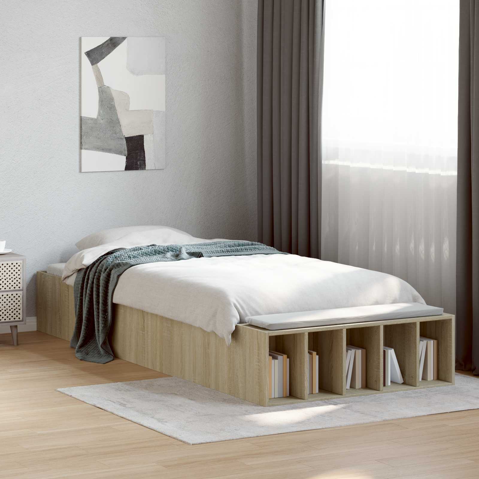 Bettgestell mit Stauraum Sonoma-Eiche 80 x 200 cm Holzwerkstoff