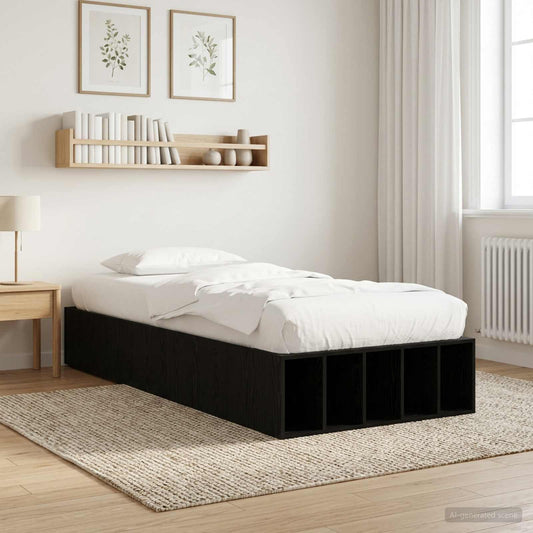 Bettgestell mit Stauraum mit Regal Schwarze Eiche 80 x 200 cm