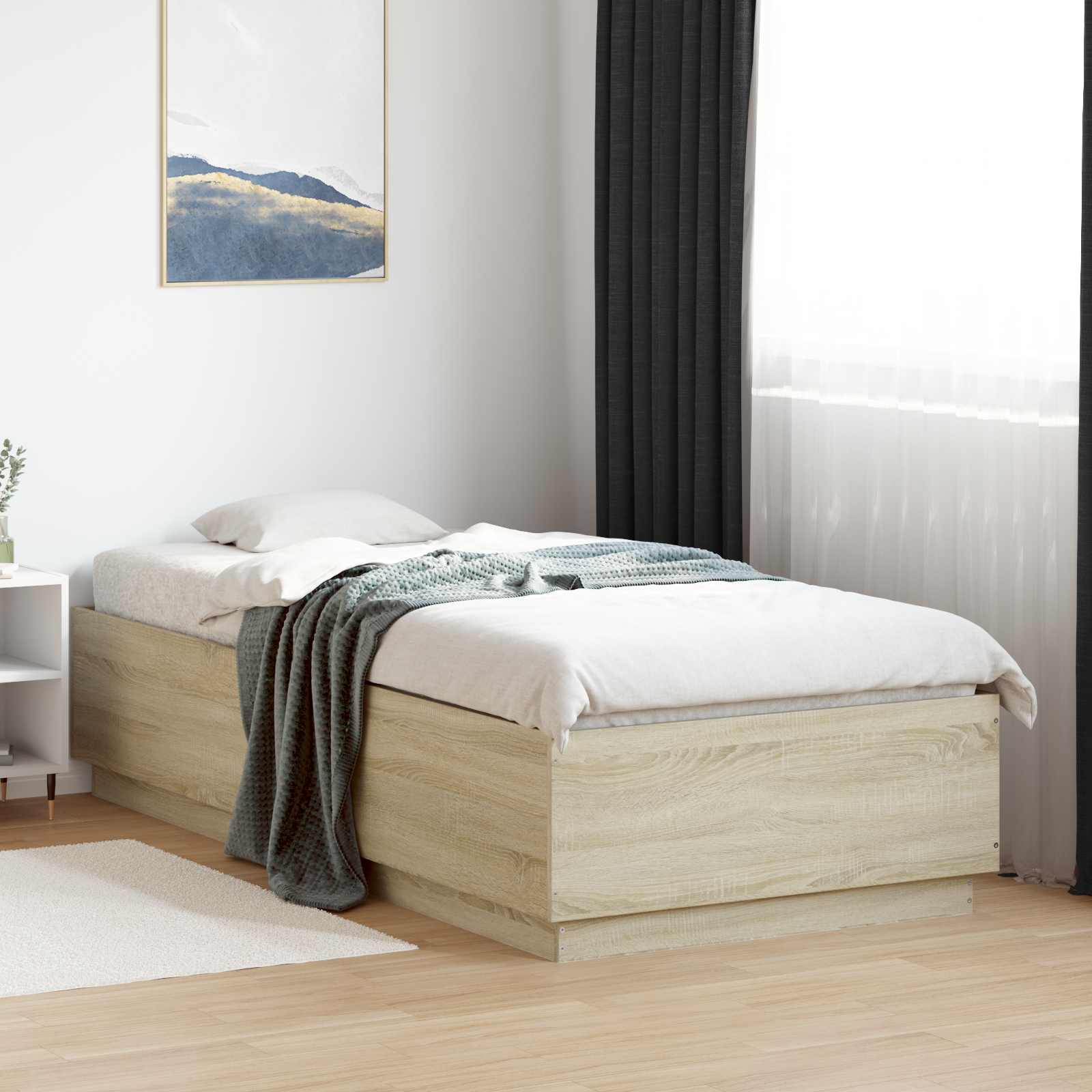 Bettgestell mit LED Sonoma-Eiche 80 x 200 cm Holzwerkstoff