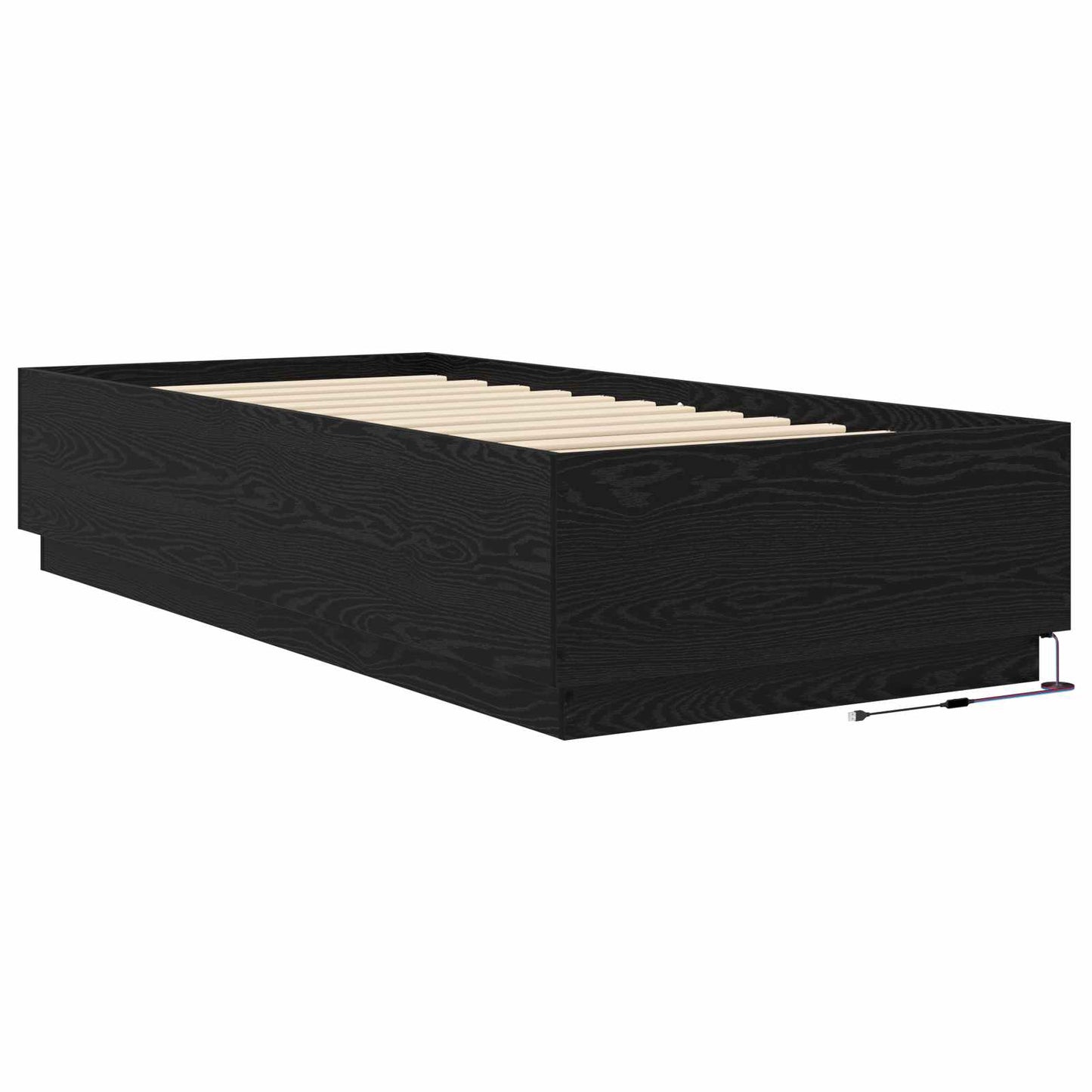 Bettgestell mit LED Schwarze Eiche 80 x 200 cm Holzwerkstoff
