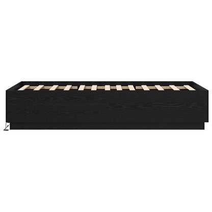 Bettgestell mit LED Schwarze Eiche 80 x 200 cm Holzwerkstoff