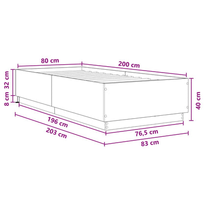 Bettgestell mit LED Schwarze Eiche 80 x 200 cm Holzwerkstoff