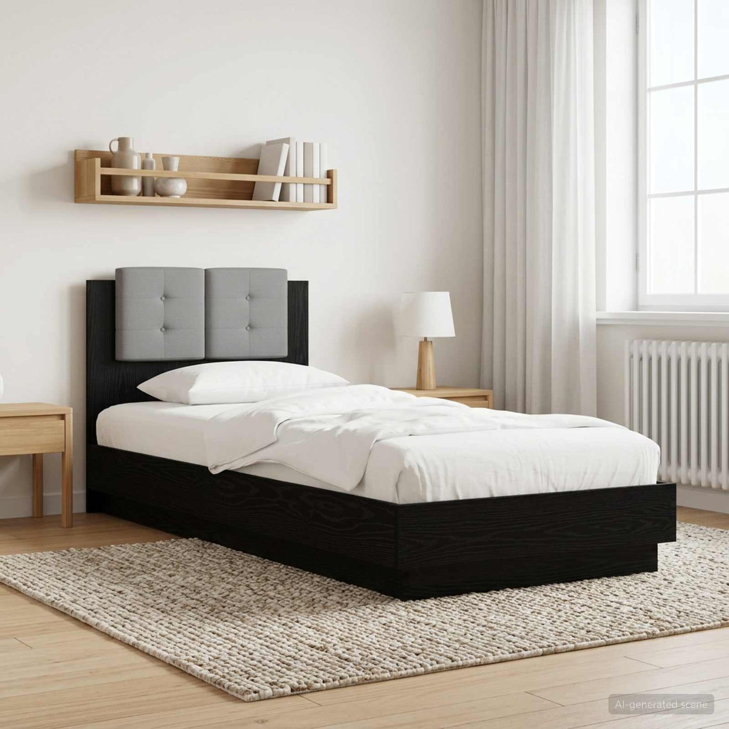 Bettgestell mit Kopfteil Schwarze Eiche 80 x 200 cm