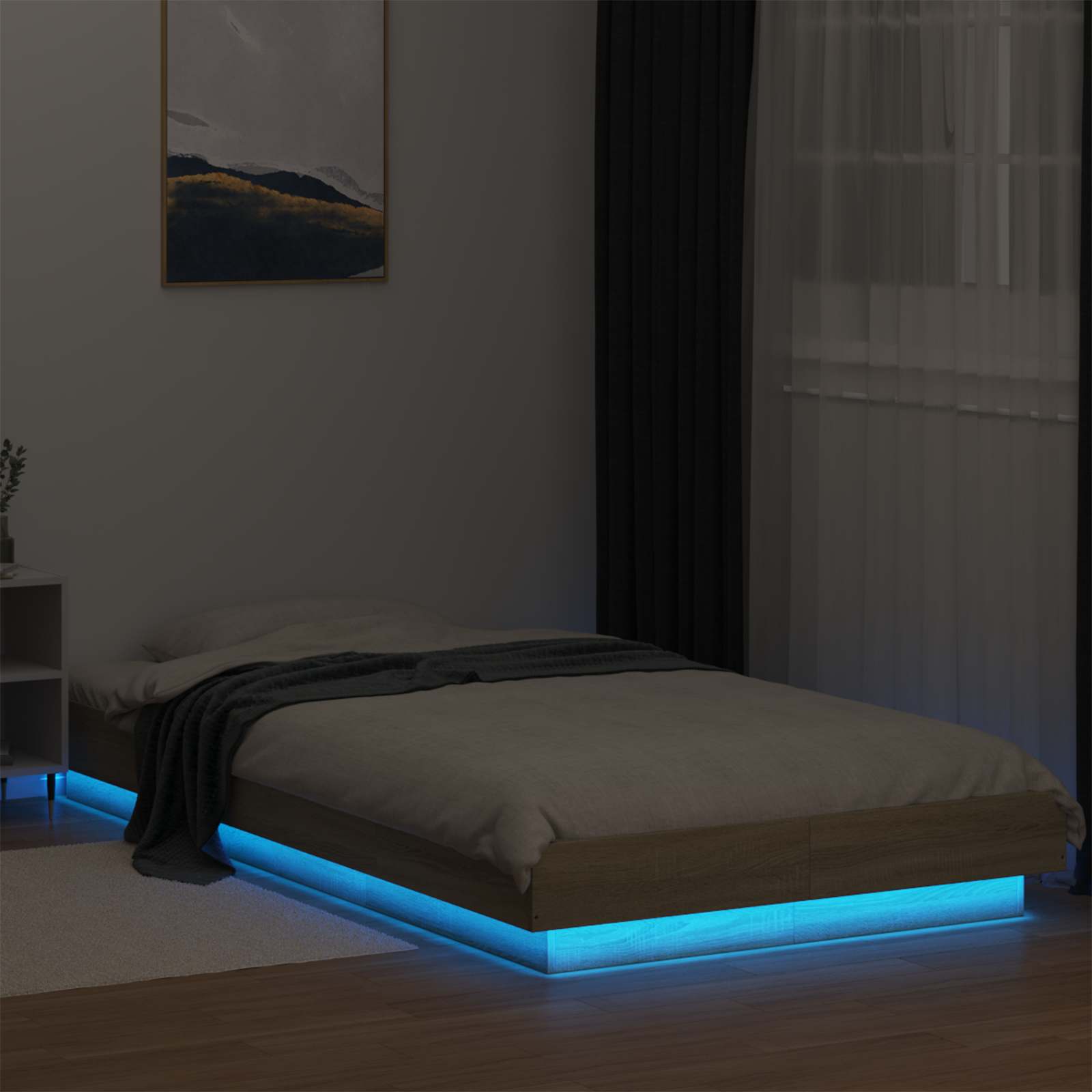 Bettgestell mit LED Sonoma-Eiche 80 x 200 cm Holzwerkstoff