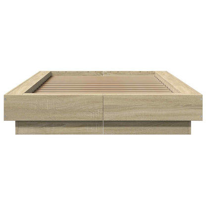 Bettgestell mit LED Sonoma-Eiche 80 x 200 cm Holzwerkstoff