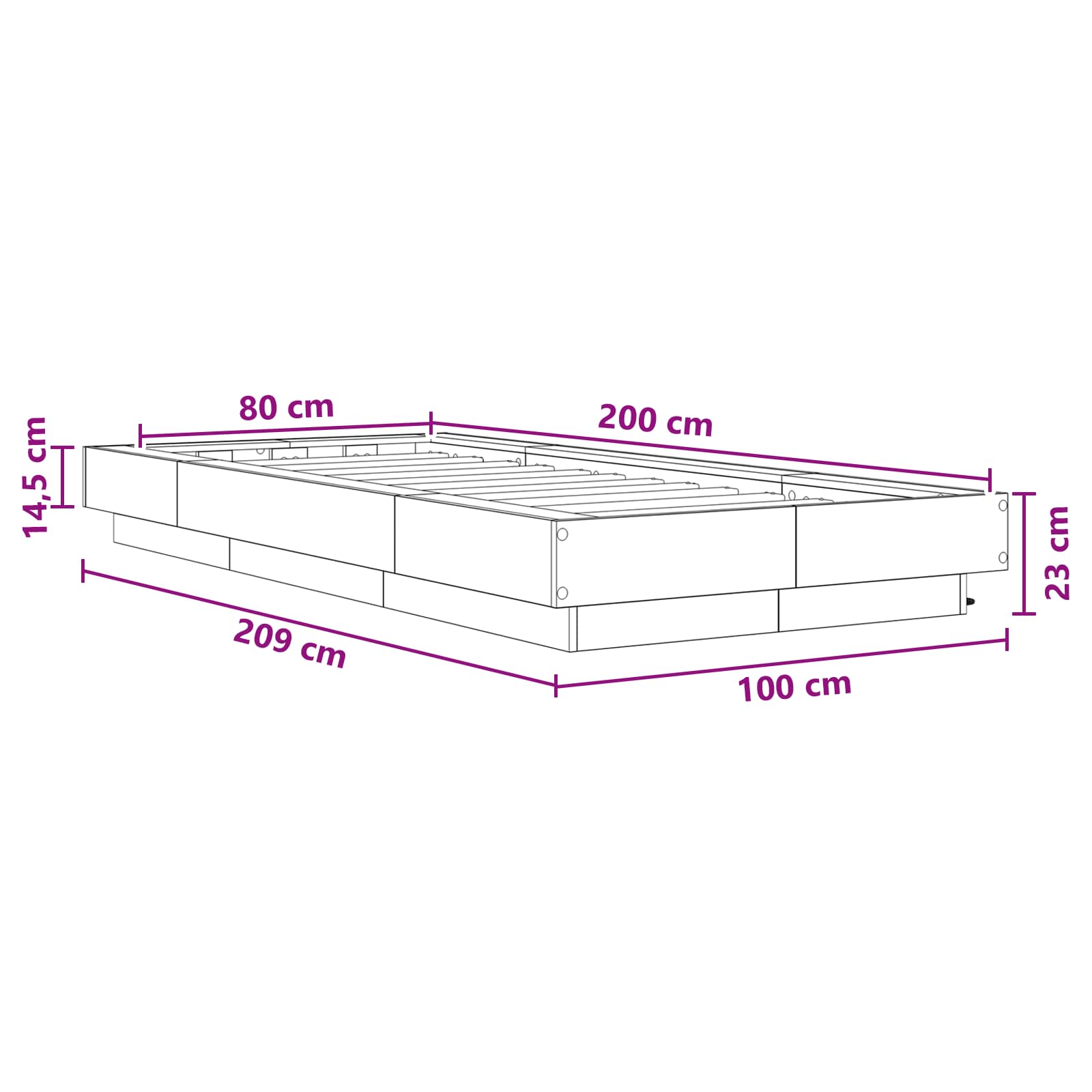 Bettgestell mit LED Sonoma-Eiche 80 x 200 cm Holzwerkstoff