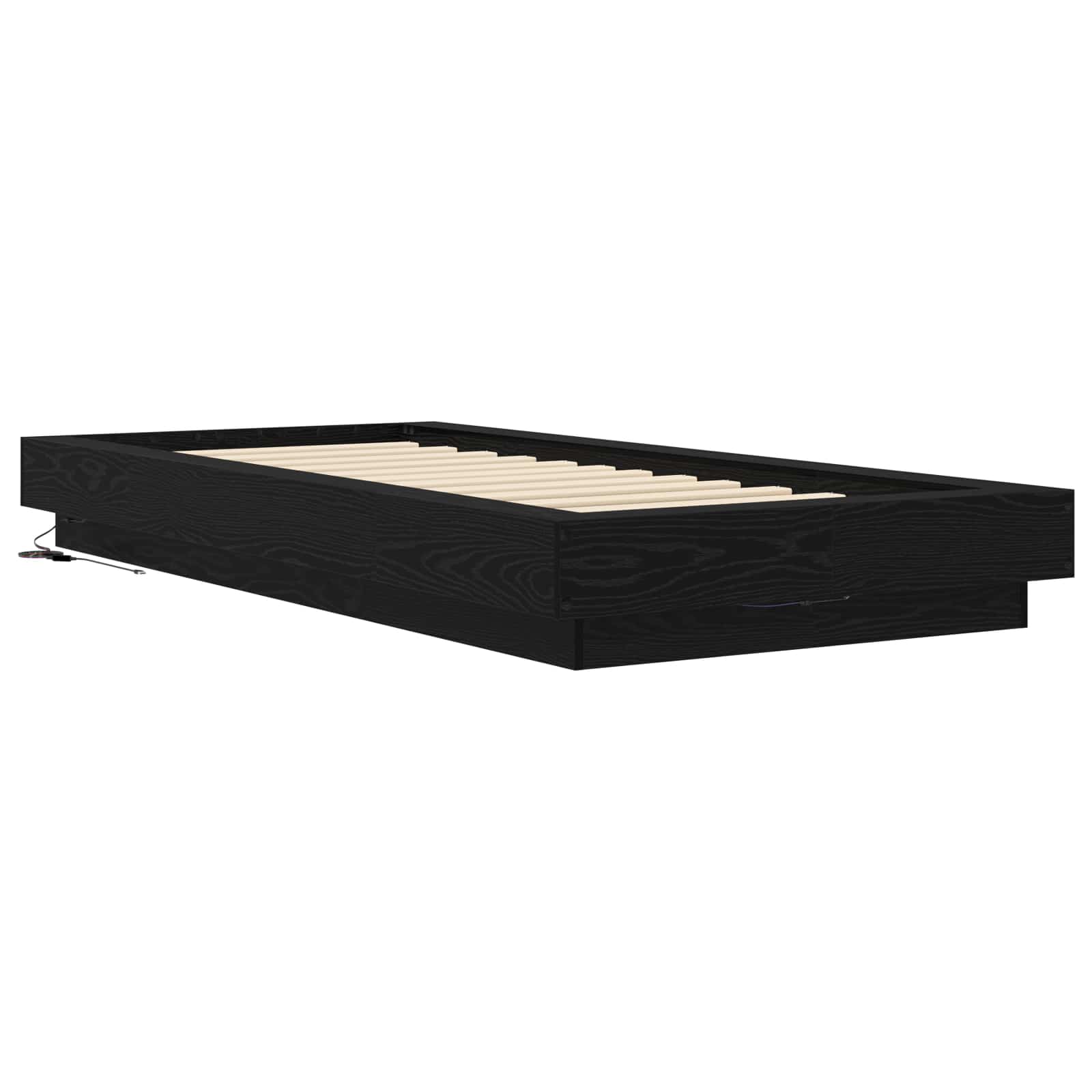 Bettgestell mit LED Schwarze Eiche 80 x 200 cm Holzwerkstoff