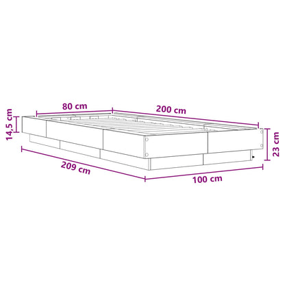 Bettgestell mit LED Schwarze Eiche 80 x 200 cm Holzwerkstoff