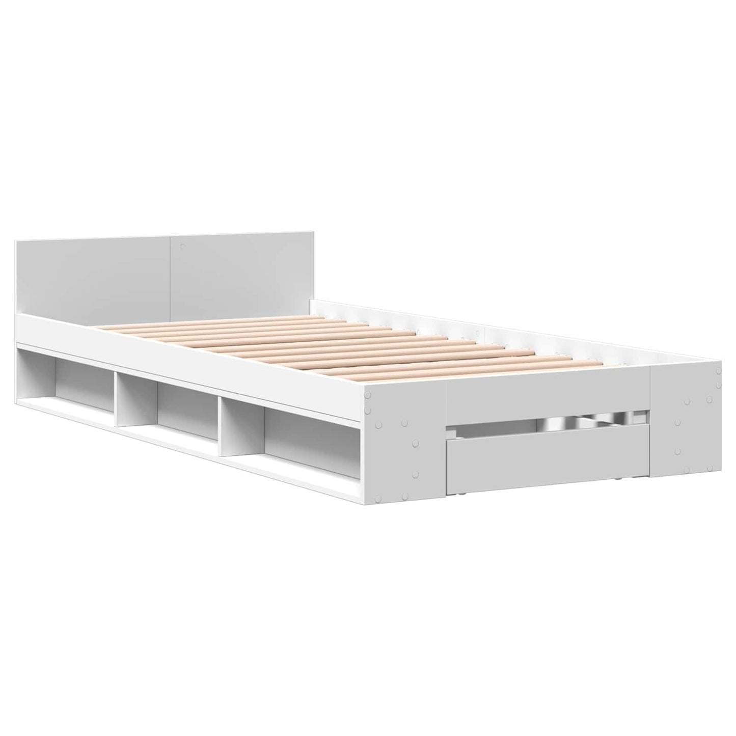 Bettgestell mit Stauraum Weiß 80 x 200 cm Holzwerkstoff