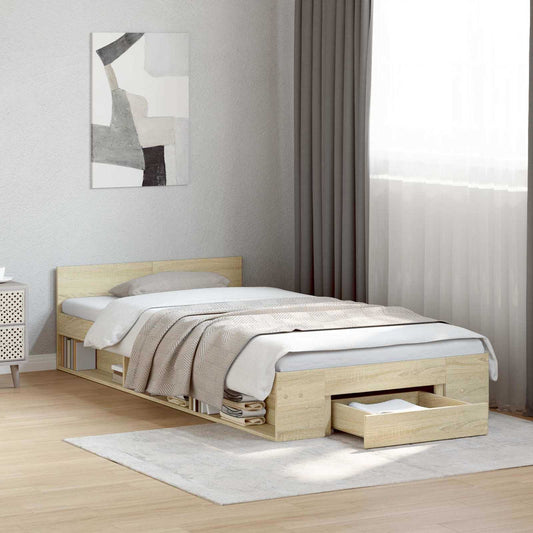 Bettgestell mit Stauraum Sonoma-Eiche 80 x 200 cm Holzwerkstoff