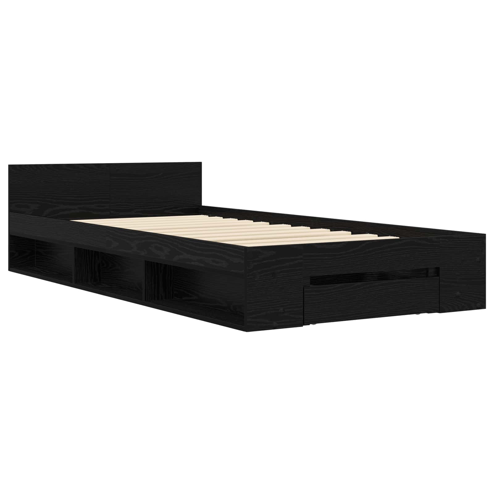 Bettgestell mit Stauraum mit Regal Schwarze Eiche 80 x 200 cm