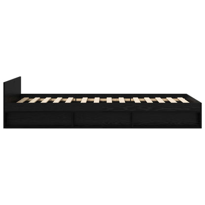Bettgestell mit Stauraum mit Regal Schwarze Eiche 80 x 200 cm