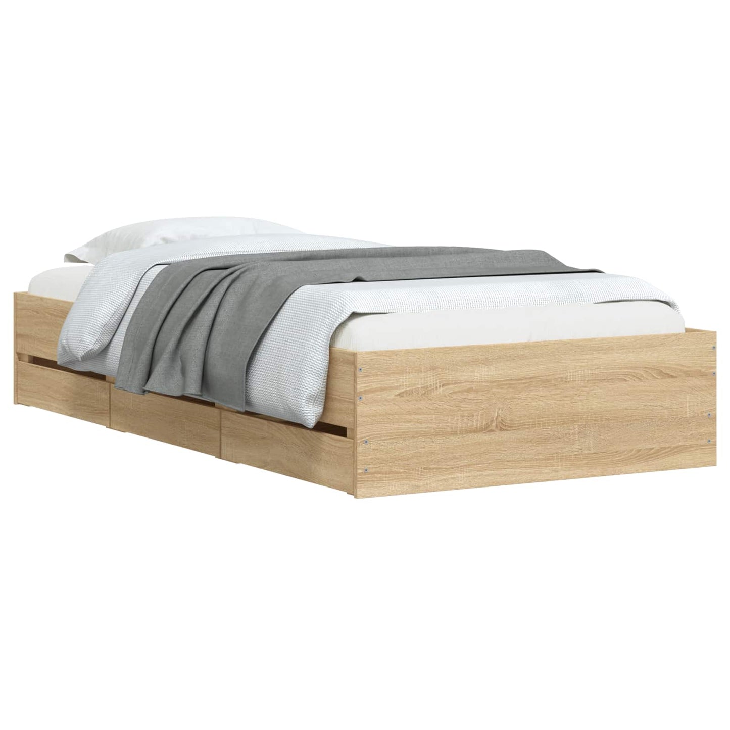 Bettgestell mit Stauraum Sonoma-Eiche Holzwerkstoff