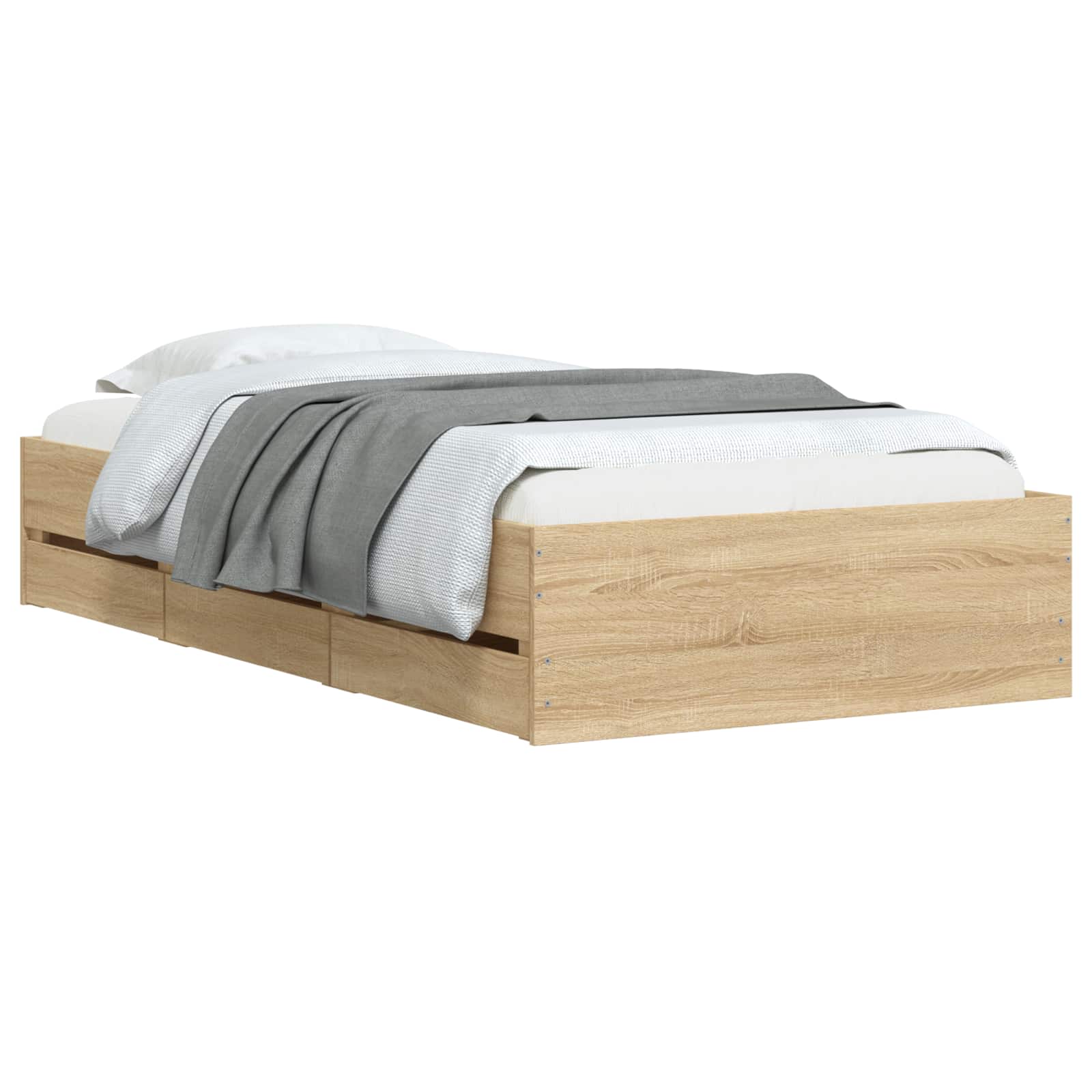 Bettgestell mit Stauraum Sonoma-Eiche Holzwerkstoff
