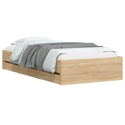 Bettgestell mit Stauraum Sonoma-Eiche Holzwerkstoff