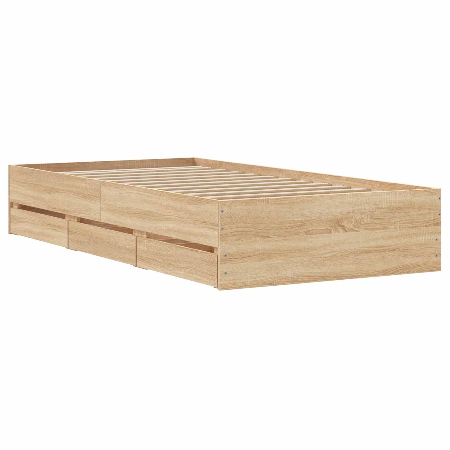 Bettgestell mit Stauraum Sonoma-Eiche Holzwerkstoff