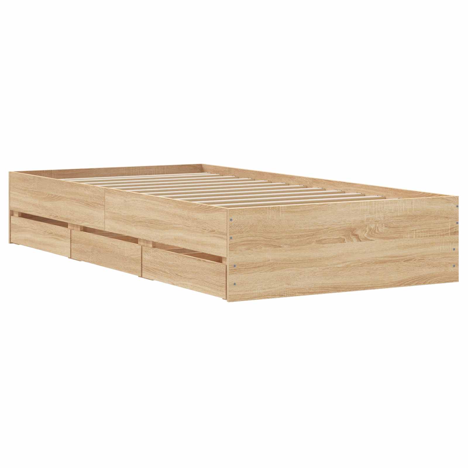 Bettgestell mit Stauraum Sonoma-Eiche Holzwerkstoff