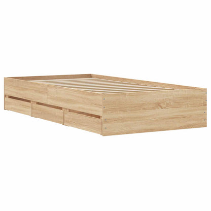 Bettgestell mit Stauraum Sonoma-Eiche Holzwerkstoff