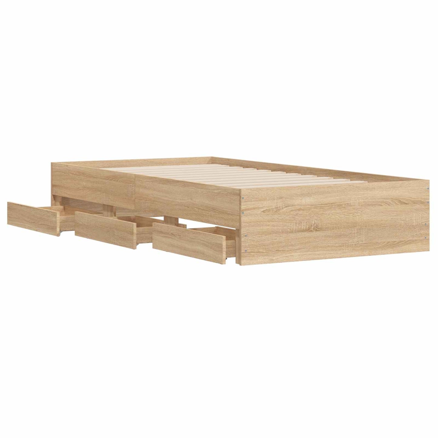 Bettgestell mit Stauraum Sonoma-Eiche Holzwerkstoff
