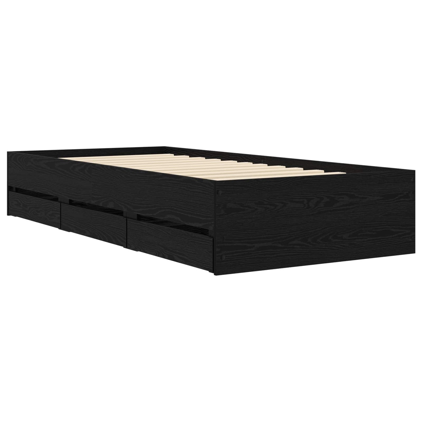 Bettgestell mit Stauraum Schwarze Eiche Holzwerkstoff