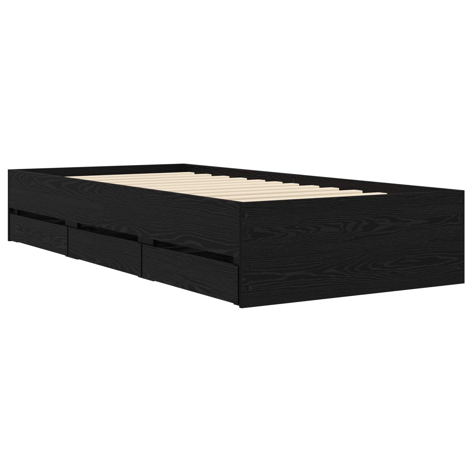 Bettgestell mit Stauraum Schwarze Eiche Holzwerkstoff