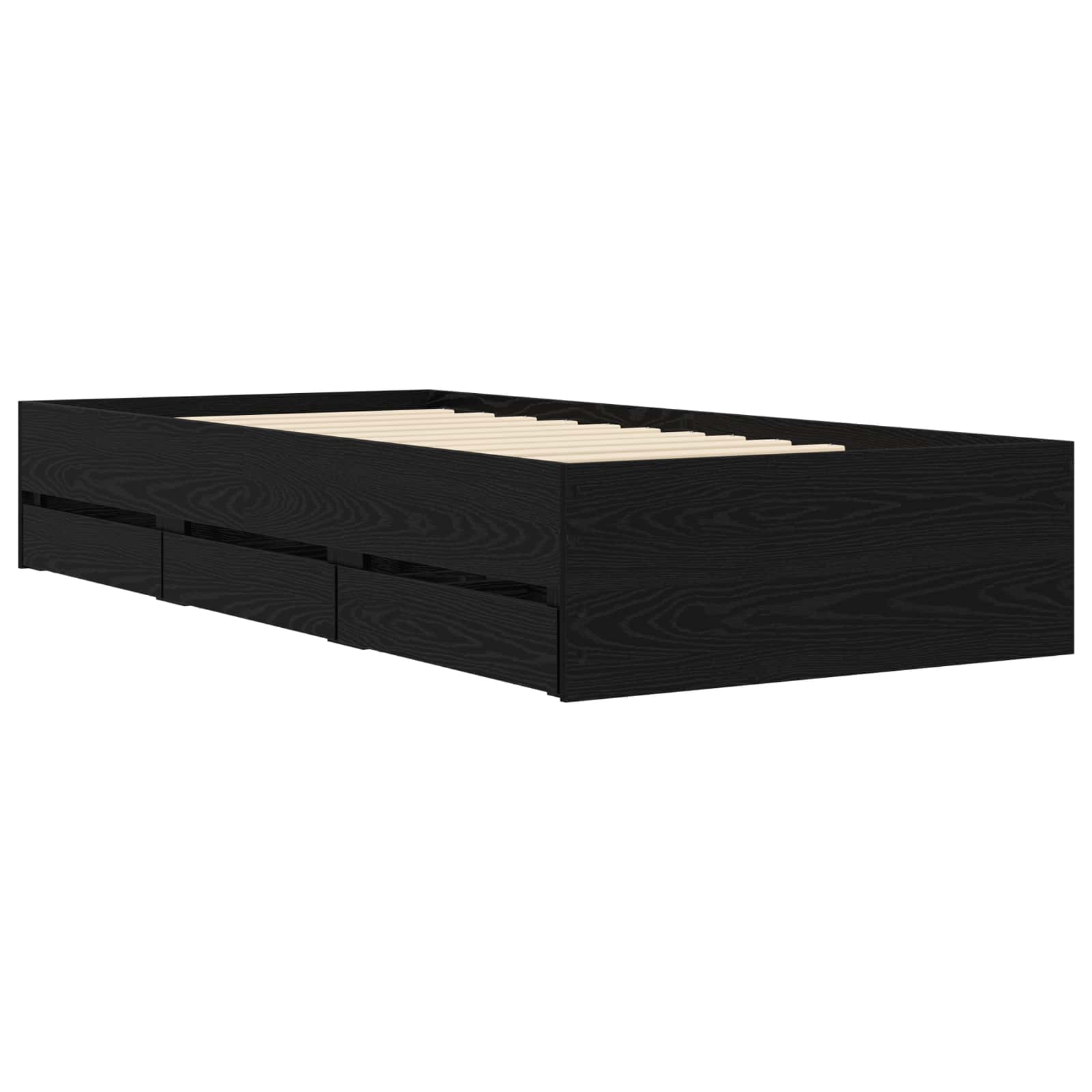 Bettgestell mit Stauraum Schwarze Eiche Holzwerkstoff