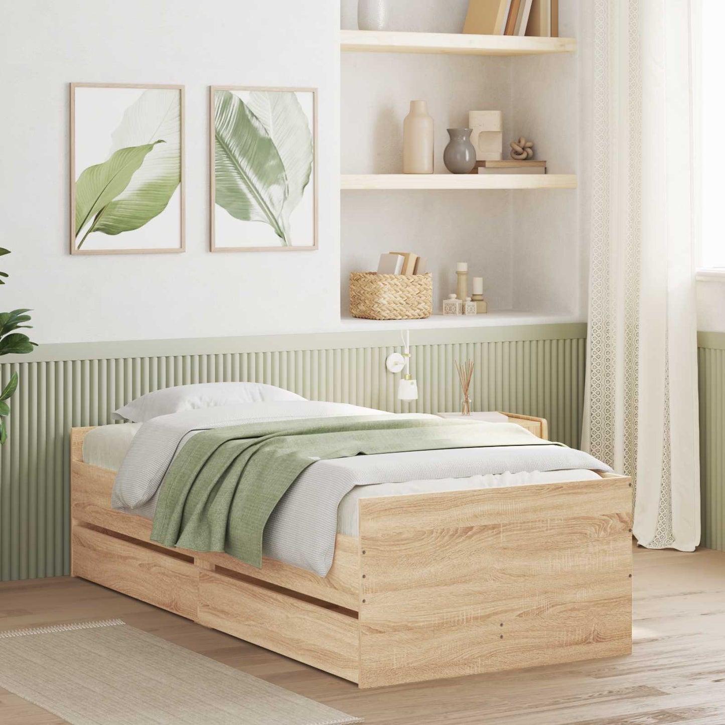 Bettgestell mit Stauraum Sonoma-Eiche 80 x 200 cm Holzwerkstoff