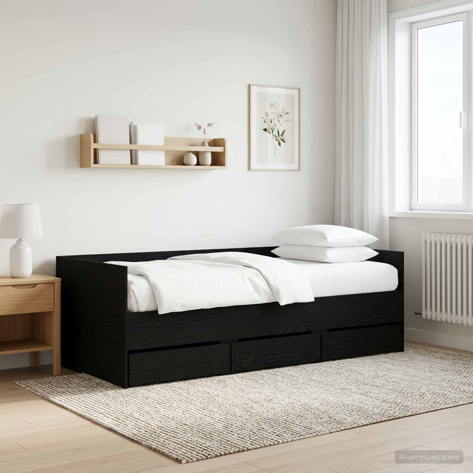 Tagesbett mit Schubladen Schwarze Eiche Holzwerkstoff