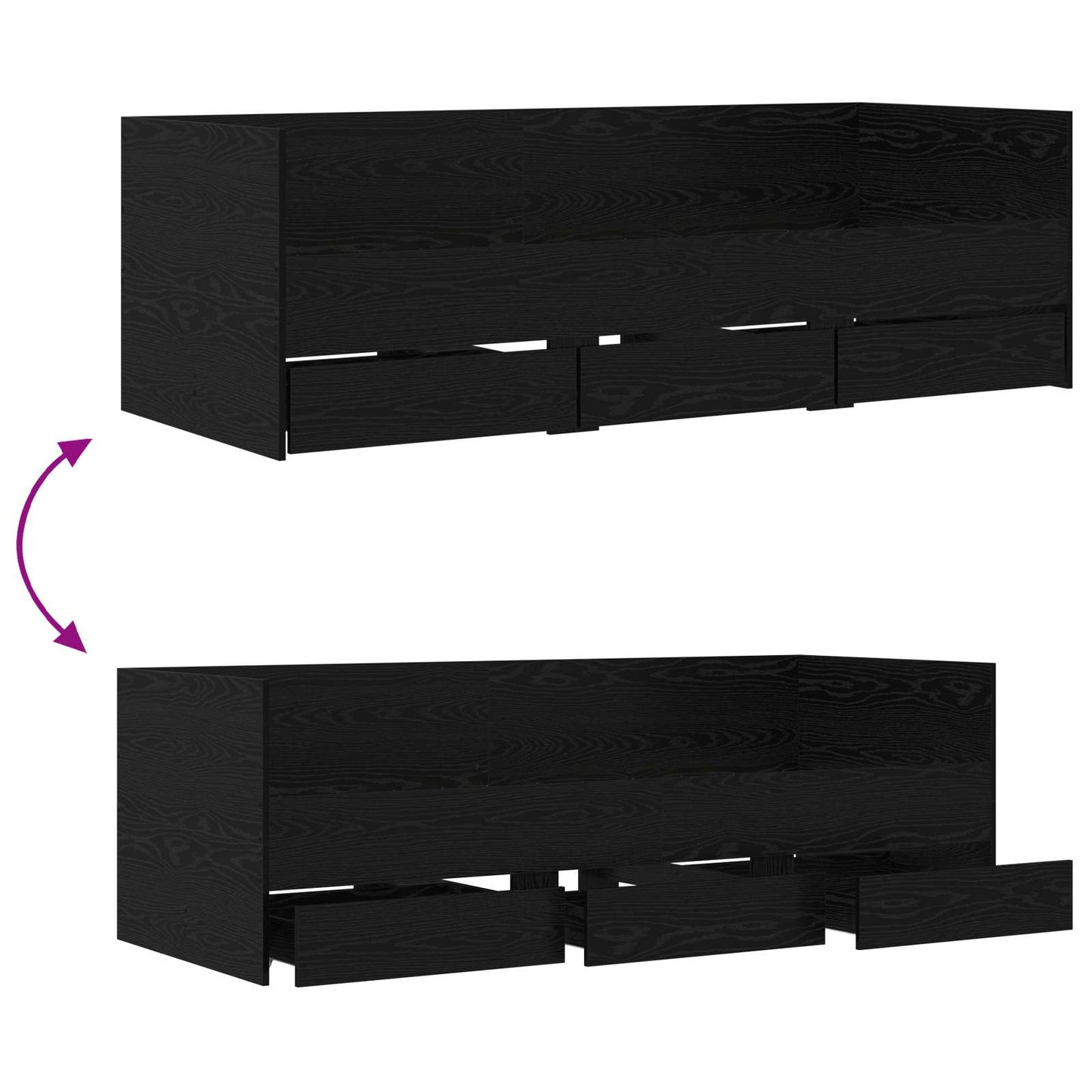 Tagesbett mit Schubladen Schwarze Eiche Holzwerkstoff