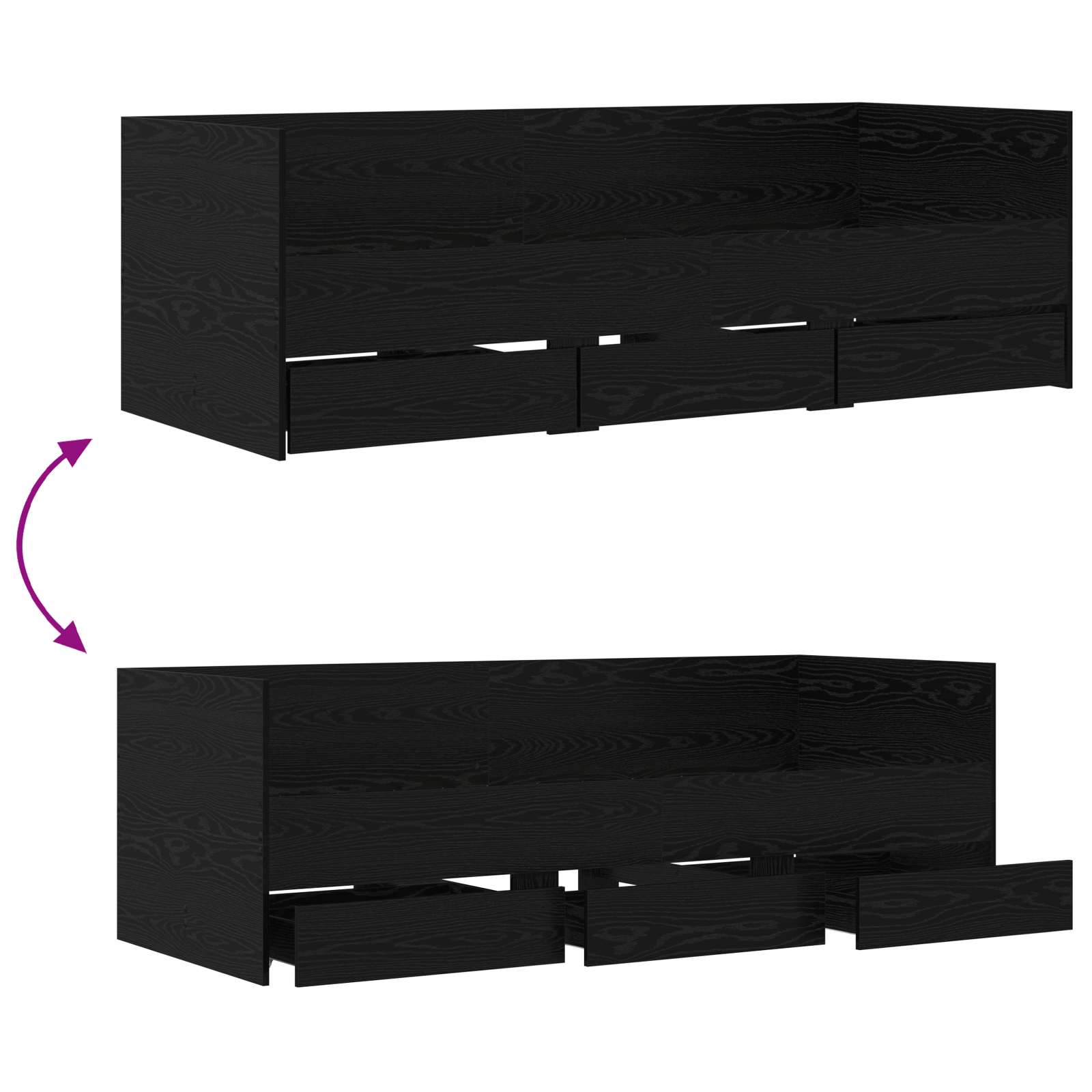 Tagesbett mit Schubladen Schwarze Eiche Holzwerkstoff