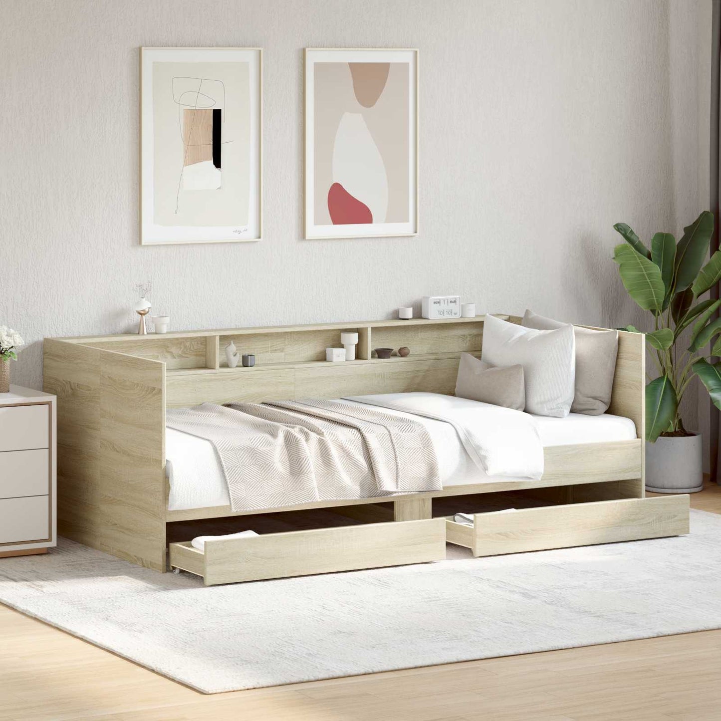 Tagesbett mit Schubladen mit Regal Sonoma-Eiche Holzwerkstoff