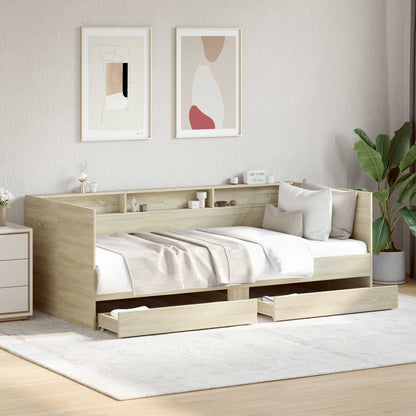 Tagesbett mit Schubladen mit Regal Sonoma-Eiche Holzwerkstoff