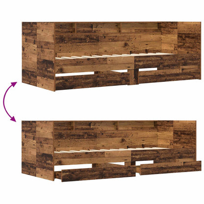 Tagesbett mit Schubladen mit Regal Altholz Holzwerkstoff