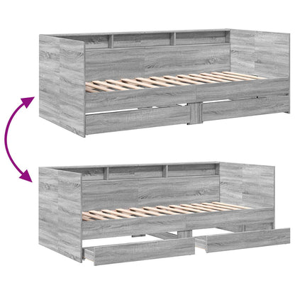 Tagesbett mit Schubladen mit Regal Grau Sonoma Holzwerkstoff