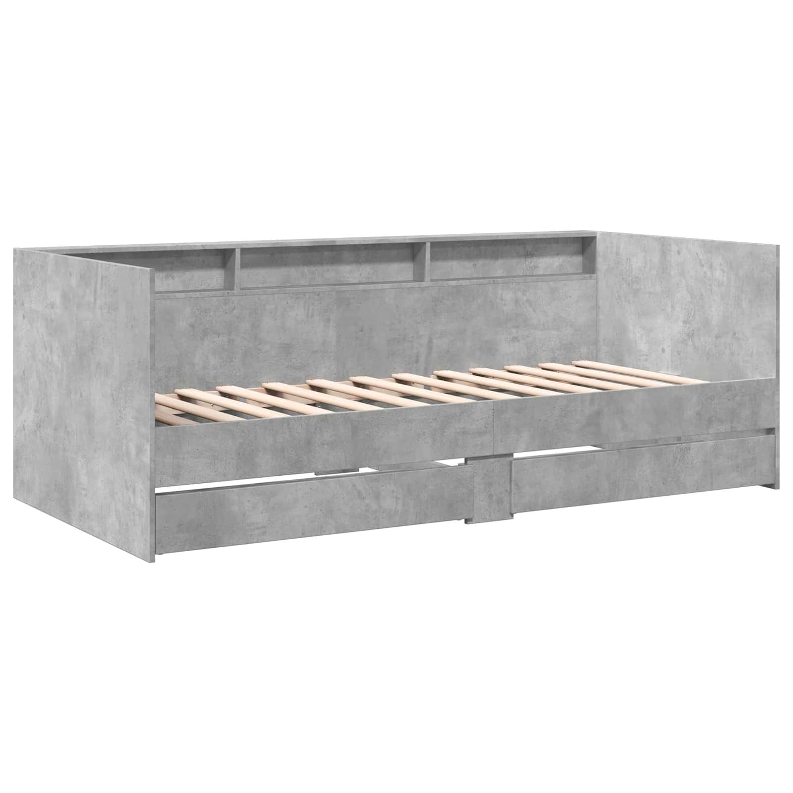 Tagesbett mit Schubladen mit Regal Betongrau Holzwerkstoff