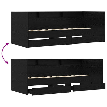 Tagesbett mit Schubladen mit Regal Schwarze Eiche Holzwerkstoff